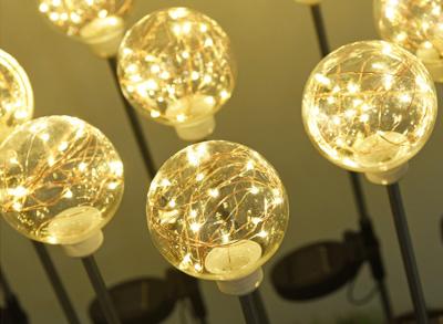 Solar Copper wire ball lights Garden Decoration Plugin Ground Lamp Lawn Lamp