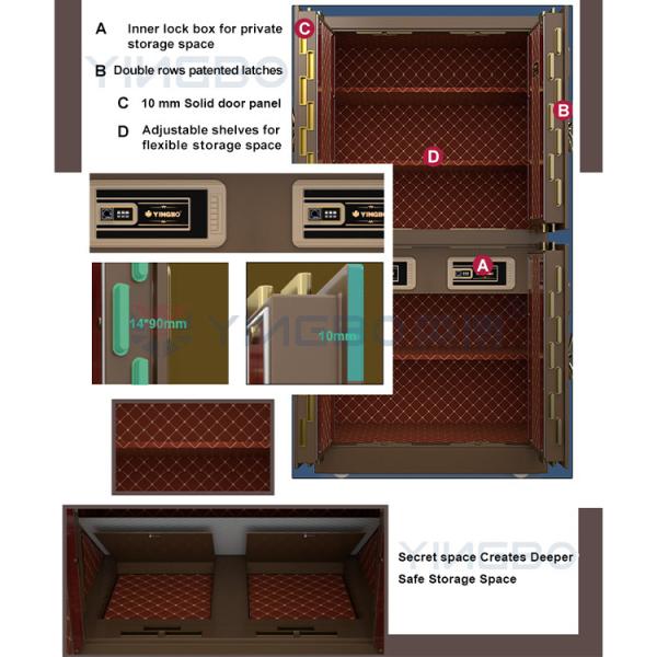 Dual Alarm Heavy Vault Safe Box Door Biometric Fingerprint Lock Can Movable