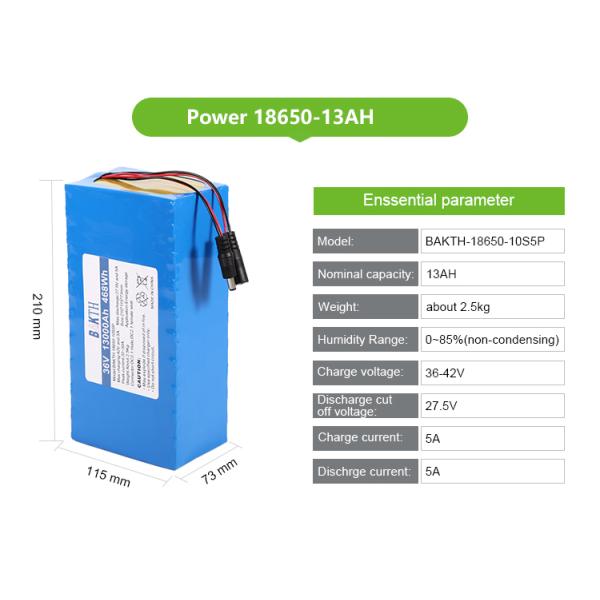 18650 Li Ion Rechargeable 36V 13Ah 10S5P Li-ion Battery for Electric Bike 36 Volt Lithium Battery Pack