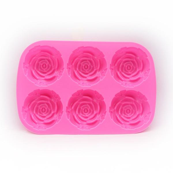 Forme de chocolat en forme de fleur de rose pour la décoration de gâteau en silicone cuisson en 3D rouge rose
