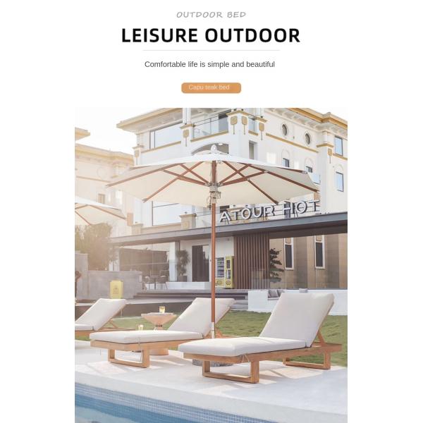 Customized Luxury Pool Teak Wood Lounge Chair Lesiure Bed