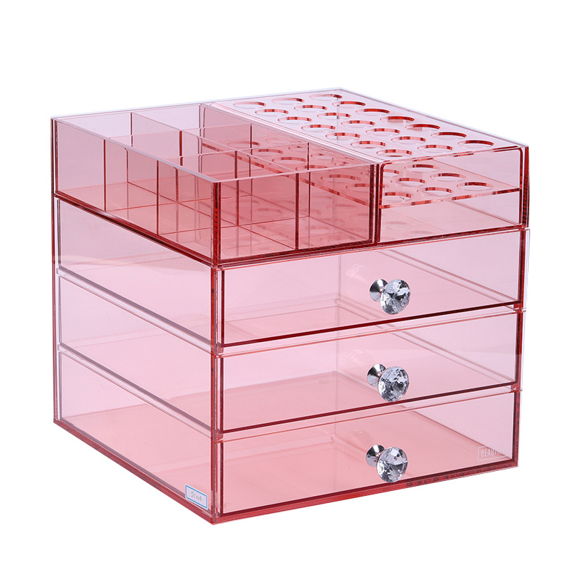 Custom Multifunctional Dresser Lipstick Cosmetics Storage Box Transparent Plastic Injection Acrylic Multi-Layer Drawer Type