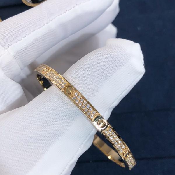 High Quality Fashion Fine Jewelry Pure 18k Real Gold And Natural Vs Diamonds LOVE Bracelet, Small Model Paved