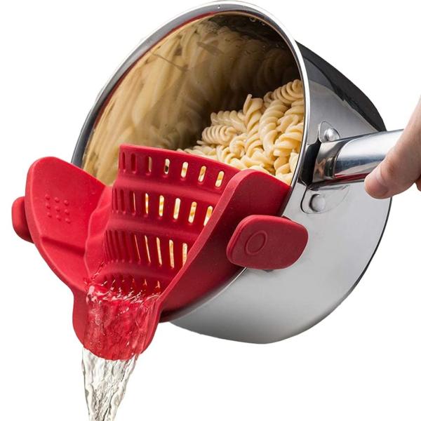 BPA Free Silicone Clip On Strainer For All Pots And Pans Pasta Strainer Clip On Food Strainer For Meat Vegetables Fruit