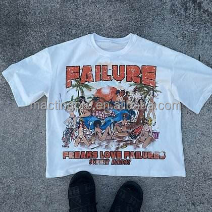 Boxy Graphic 300 gsm 100% Cotton T Shirt Colorful Custom Silk Screen DTG Puff Print T-shirt