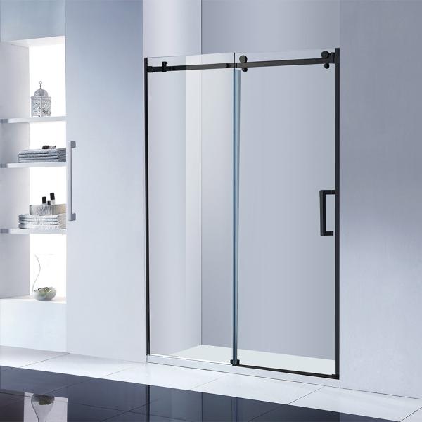 Extruded Aluminum Bathroom Doors , Vertical Waterproof Sliding Door Tinted Glass