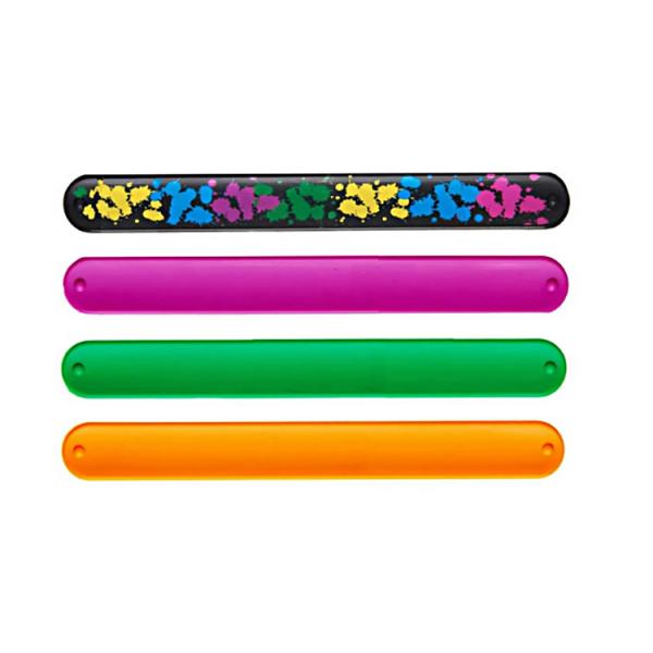 Solid Color Silicone Slap Wristband With Custom Logo Transfer Printing