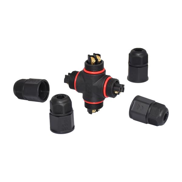 PVC Pa66 9mm Cable Waterproof Screw Connector 3 Pin Male IP68