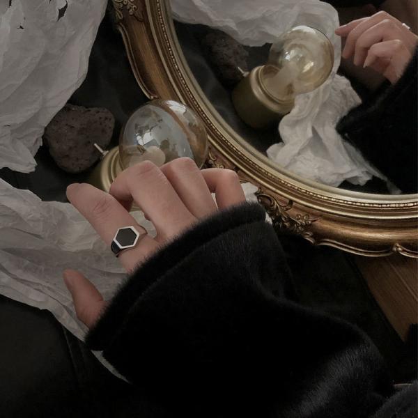 14K позолоченные кольца из черного агата в 925 серебра для осознающих стиль людей