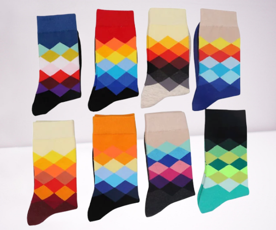 Fashion Happy Socks Men  , Assorted Colorful Premium Cotton Sock For Women