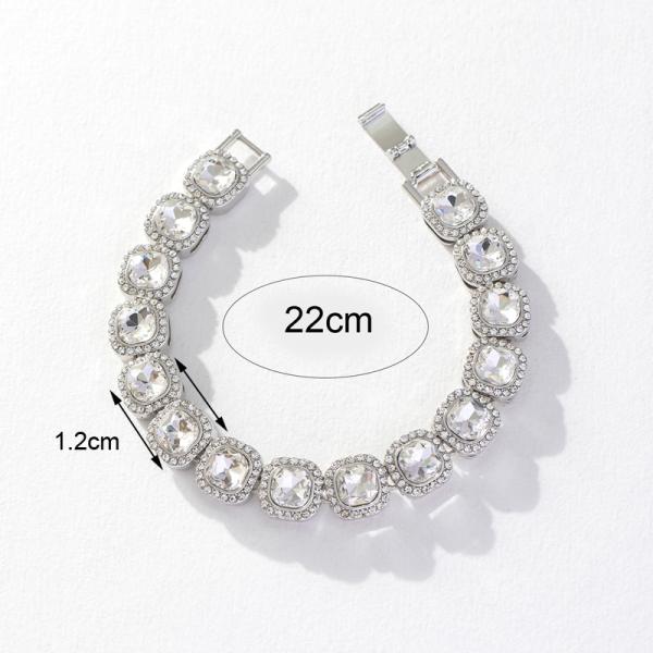 Hot Sale 13mm Clear Pink Colorful Tennis Bracelets Square Glass Stone Link Chain Bracelet for Men and Women Cocktail Party Wedding Jewelry Gifts