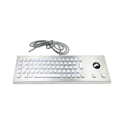 Backlit Desktop Rugged Waterproof Vandal-Proof Keyboard With Integrated Optical Trackball