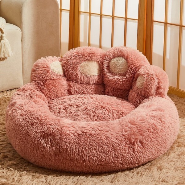 Handmade Modern Fashion Winter Thickened Warm Nest Cat Dog Furry Sleeping Mat Pet House Dog Bed Round Foldable