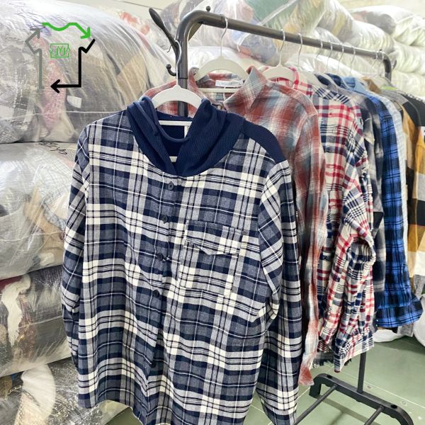 Grade A Second Hand Coats Used Winter Check Shirts Mixed Colors For Men Women