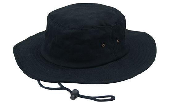 Heavy Cotton Black Boonie Hat , Six Metal Vented Holes Cotton Wide Brim Hat