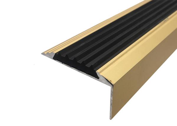 Matt Silver Aluminum Stair Nosing Tile Trim Black Rubber Insert Anti Slip