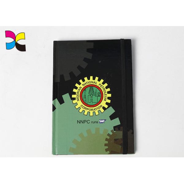 BLACK Elastic Custom Made Notebooks Gloss Matt Varnish 128gsm Custom Dimension