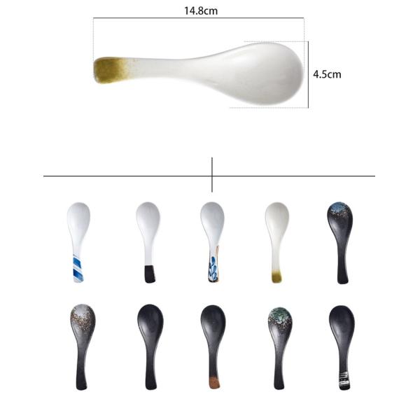 Contemporary Plain Black Ceramic Soup Spoon A Grade Porcelain Soup Spoon