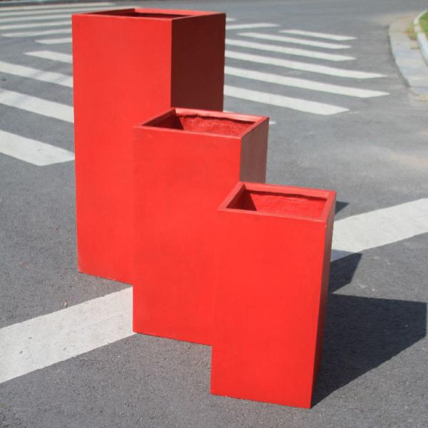 Florero de interior exterior de fibra de arcilla de peso ligero Caja de plantas de fibra de arcilla para el jardín