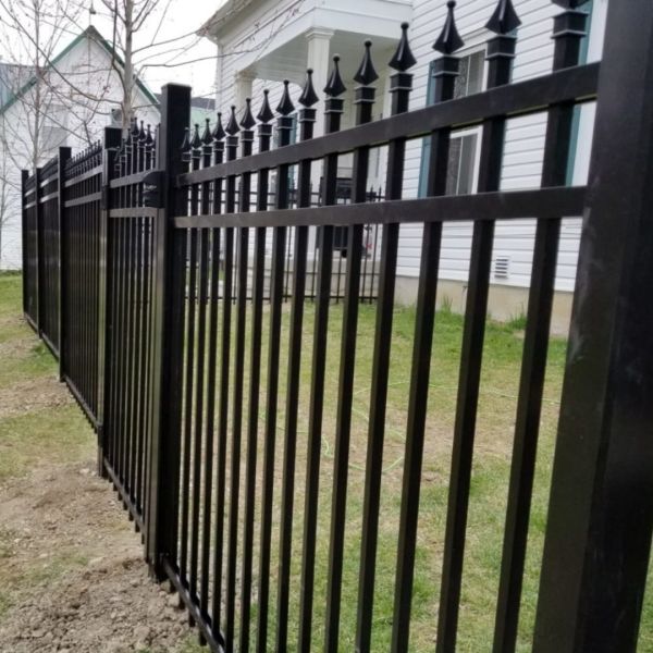 Powder Coated Black Wrought Iron Fence Point / Spear Top Security Fencing