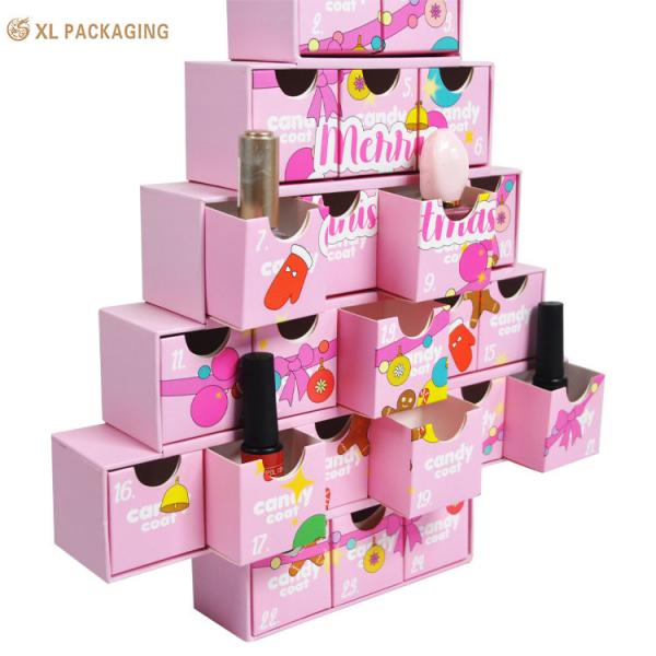 XL Packaging Custom Luxury Boxes Custom Print Pink Luxury Christmas Beer Advent Countdown Calendar Paper Cardboard Packaging Gift Blind Empty Box