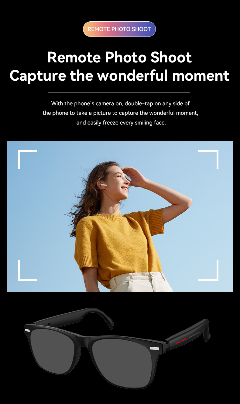 SHUNXIANG D13 Smart Glasses Wireless Audio Semi-open Stereo Surround Sound BT 5.3 Multi-function Call Voice Touch Photo