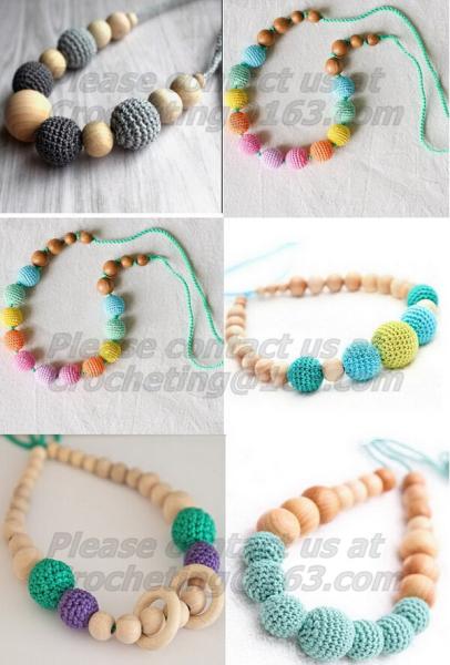 Ivory Nursing Necklace Crochet Bead Breastfeed Necklace Beige Wood Breastfeeding Crochet F