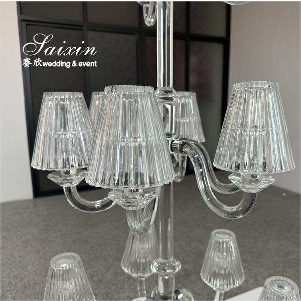 3 layer glass candelabra centerpieces 15 Arms Candle holders for wedding centerpieces