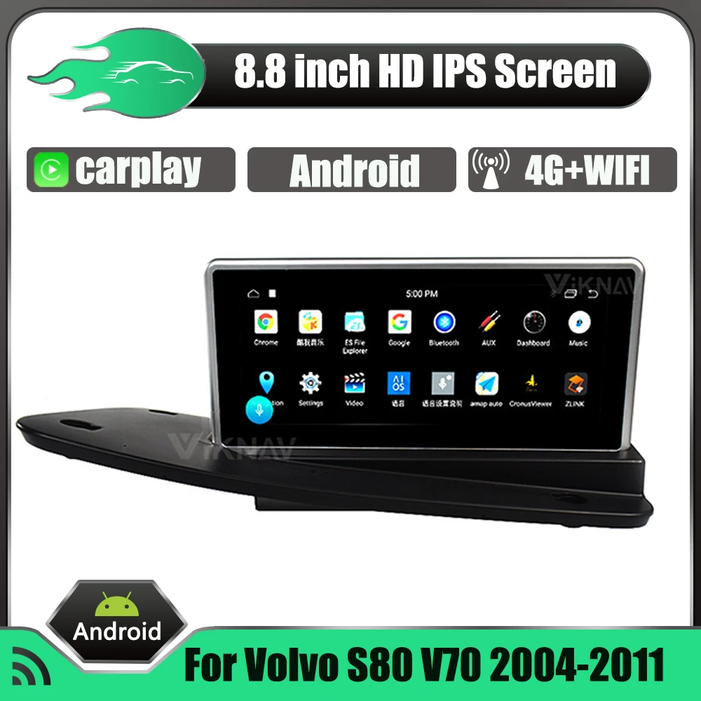 Авторадио Viknav Для Volvo S80 V70 (2004-2011) 8,8 дюйма Встроенный в Carplay GPS навигация Мультимедийный проигрыватель Сенсорный экран