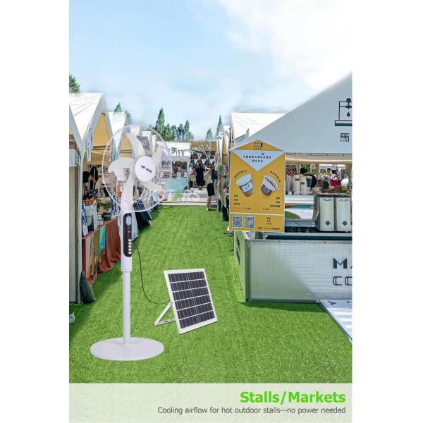 Ventilador de pie solar de 16 pulgadas con luz, ahorro de energía para acampada al aire libre y pesca