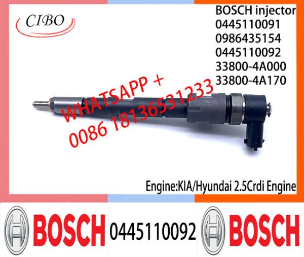 BOSCH Common Rail Injector 0445110091 0986435154 0445110092 33800-4A000 33800-4A170 0445110274 for KIA/HYUNDAI 2.5CRDi
