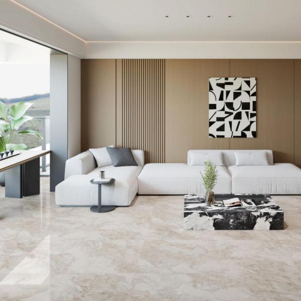 Stain Resistance Modern Grey Bathroom Tiles Offering Neutral Beige and Grey Palette Suitable for Various Bathroom Styles