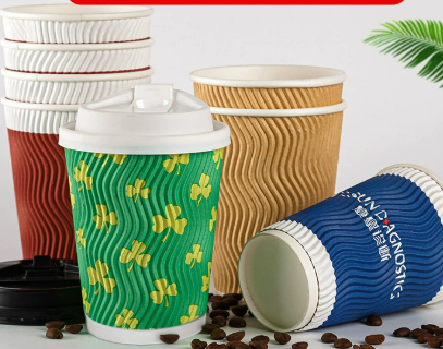 Double Wall Corrugated Insulated Paper Cups Disposable Custom Logo Food Grade Virgin Wood Pulp