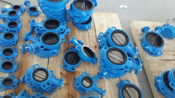 EPDM Sealing Pneumatic Wafer Style Butterfly Valve With Actuator Flow Adjustment