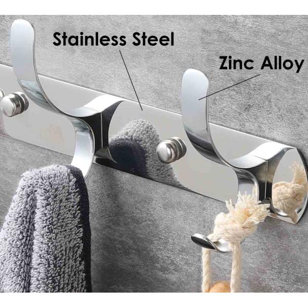 Modern Stainless Steel Robe Hooks , 8 Hook Wall Mounted Coat Rack For Entryway