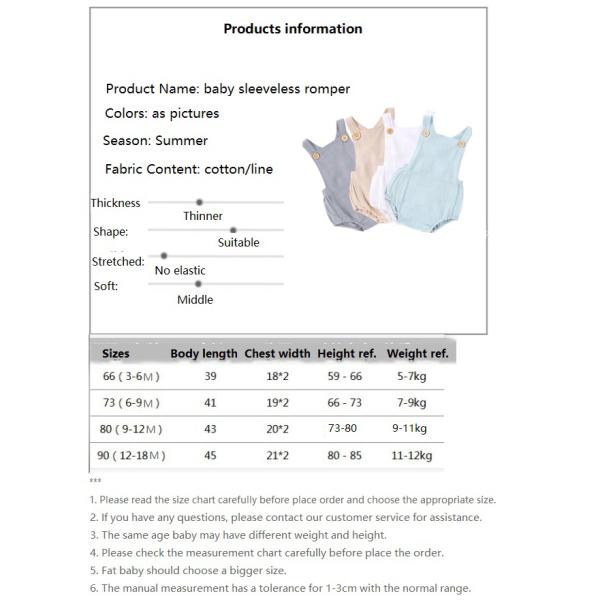Custom Cotton Line Baby Clothes Baby Girls Romper Onesie Sleeveless Soft Clothes Baby Bodysuit