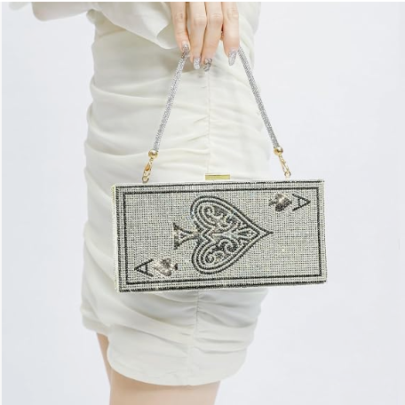 pearl&she Diamond Women Evening Handbags Purse Minaudiere Clutch Bag,Stack of Cash Dollars Crystal Clutch Purses