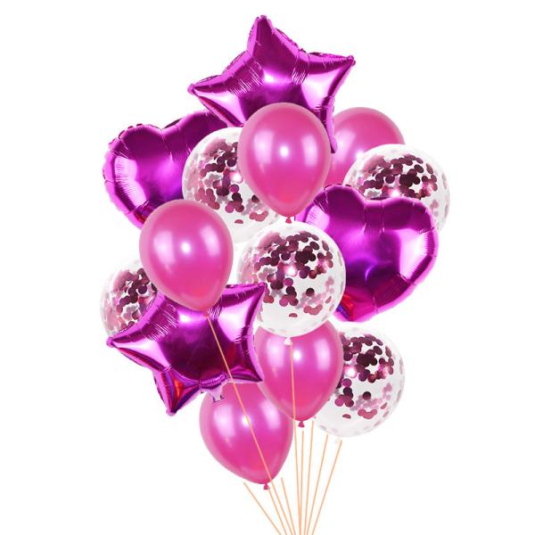 14pcs/set 18inch Heart Star Foil Balloons 12inch Latex Confetti Helium Air Ball Globo Multicolor Wedding Birthday Party