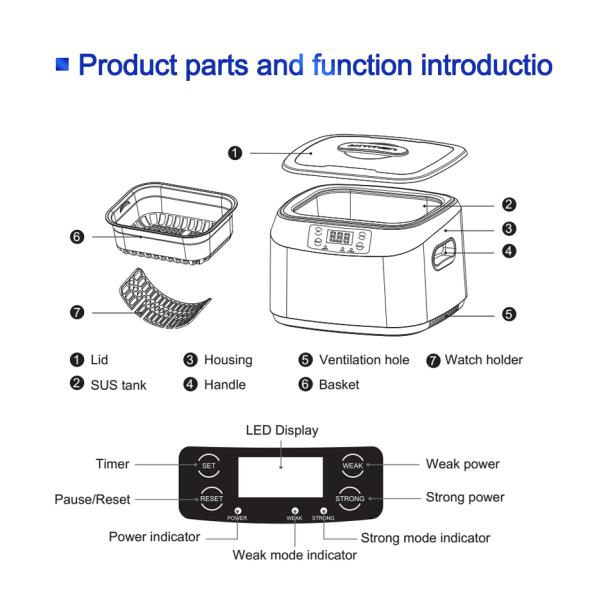Degassing Portable Ultrasonic Cleaner 1.2L For jewelry cleaning