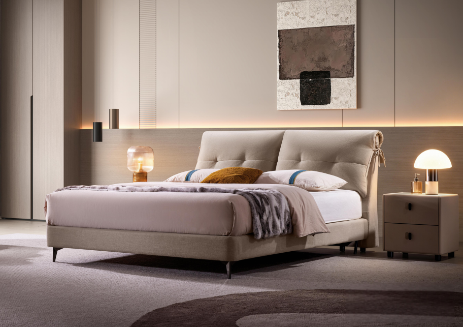 Modern minimalist soft pack bed , suitable for apartments , villas , hotels