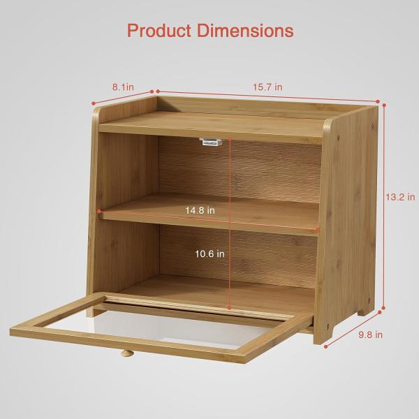 Custom Order Extra Large 2-Shelf Wooden Bread Storage Container for Kitchen Countertop