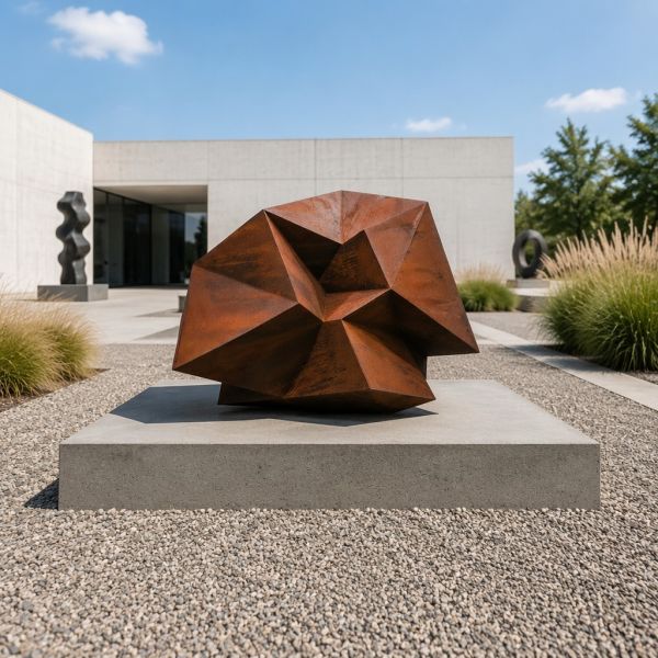 Large Abstract Corten Steel Geometric Sculpture Modern Outdoor Polyhedron Art Statue Garden Park Plaza Hotel Landscape Decor