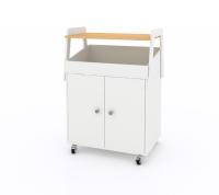 Isla de cocina móvil con taburetes y gabinetes