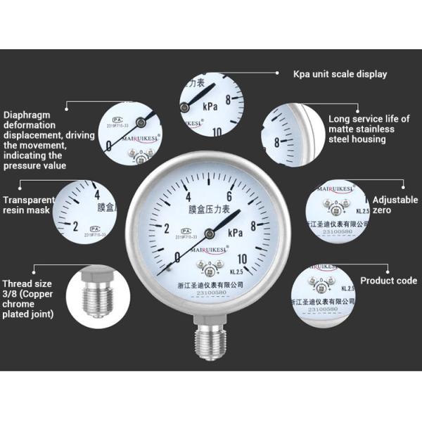 YE75BF 76mm Nominal Diameter Overvoltage Protection All Stainless Steel Pressure Gauge