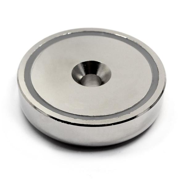Kellin Neodymium Pot Magnet Magnetics 249 LB Super Power Neodymium Cup Magnet 0.59 Thick x 2.36 Diameter