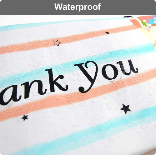 Sustainable Waterproof Compostable Mailing Bag With Color Stripe And Thank You Print For Packaging