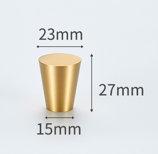 Modern Minimalist Solid Brass Cone Handle Single Hole Cabinet Door Knob for Kitchen & Bedroom Furniture Gold Drawer Brass Gold