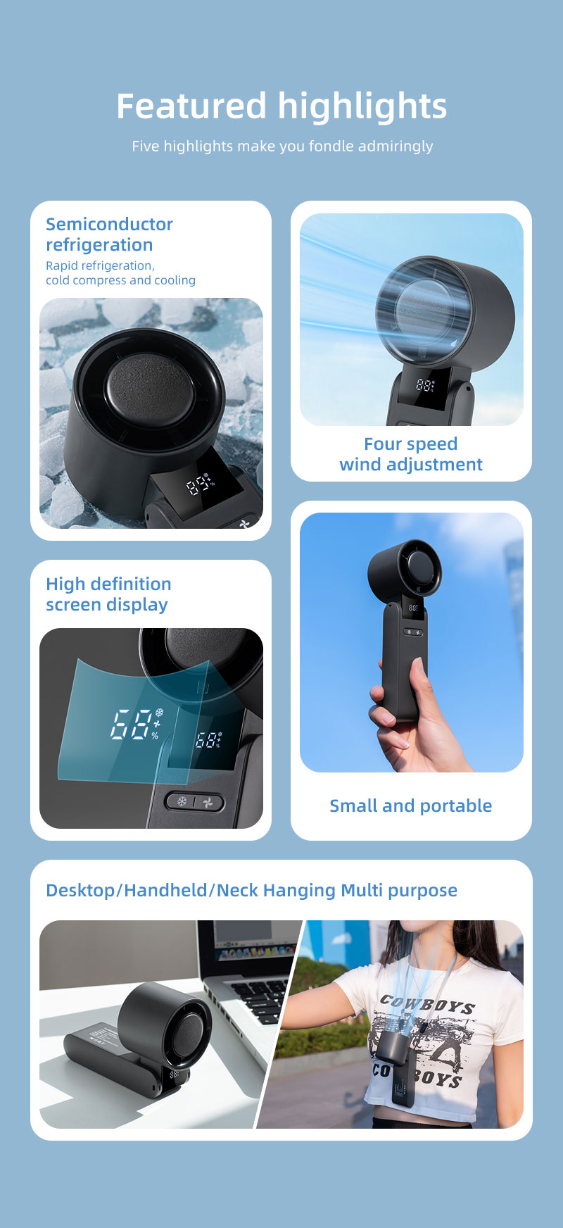High Speed Cooling Hand Held 4000mAh Mini Turbo Fan Foldable Rechargeable Handheld Portable Fans for Cooling Air