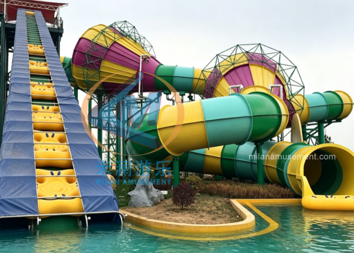 Customized Rafting Slide End with Swimming Pool-Water Slide Outdoor Pool Slides For Family Fun