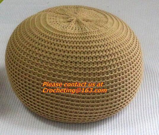 Middle size cotton crochet floor pouffe crochet pouf hassock Ottoman Floor Cushion